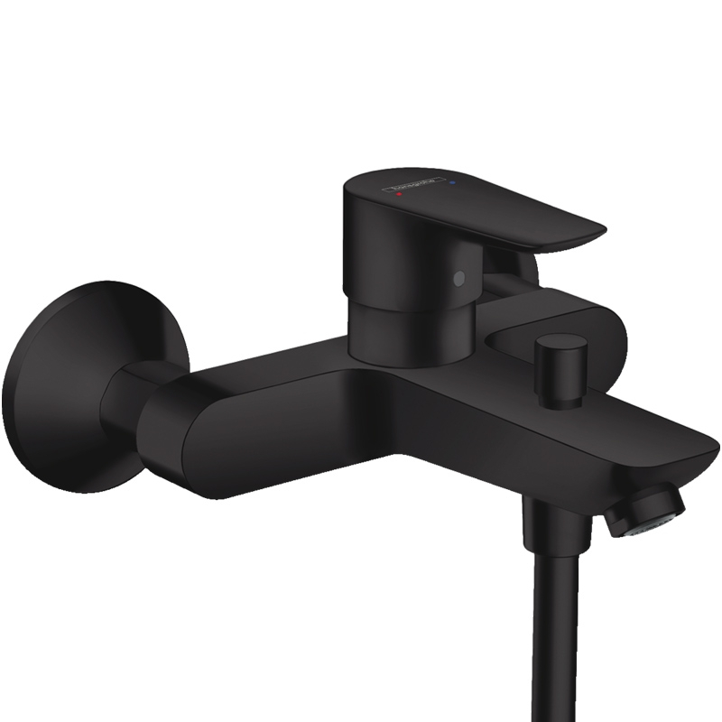Baterie Cadă-Duș cu Montaj pe Perete Hansgrohe Talis E Negru Mat [1]