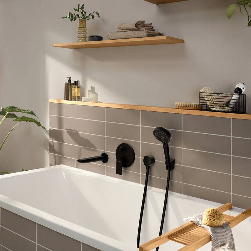 Baterie Cadă-Duș Hansgrohe Rebris E Negru Mat [2]