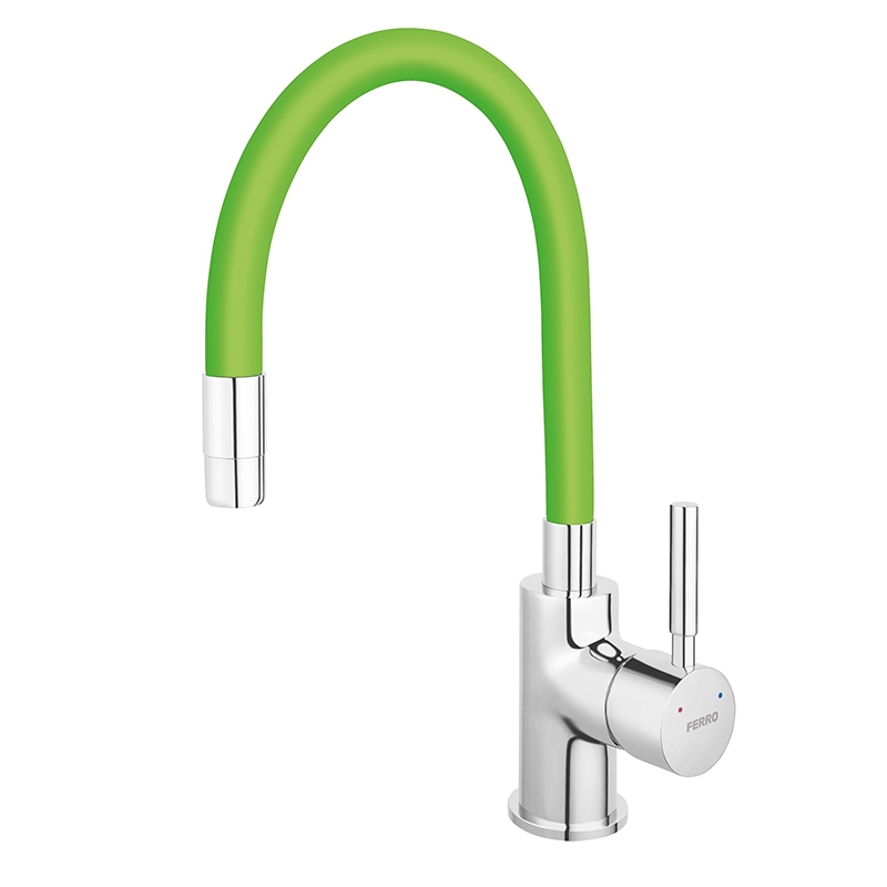 Baterie de bucătărie Ferro Zumba cu pipă flexibilă verde [1]