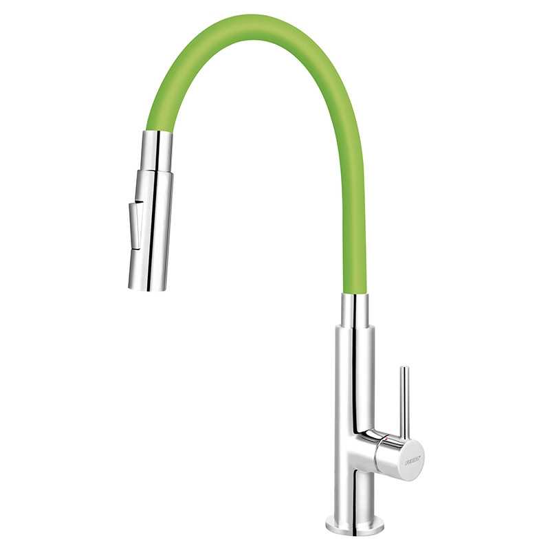 Baterie de bucătărie Ferro Zumba Slim 2F cu pipă flexibilă verde [1]