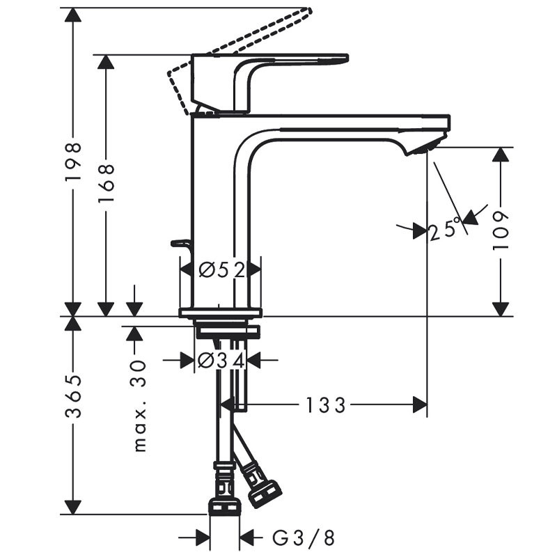 Baterie de lavoar, Hansgrohe, Rebris E 110, CoolStart, cu ventil pop-up metalic, negru mat [2]
