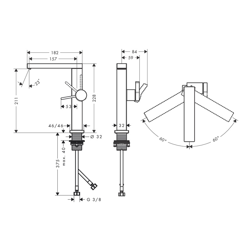 Baterie înaltă pentru lavoar Hansgrohe, Tecturis E 210 Fine, CoolStart, EcoSmart+, cu ventil, crom [3]