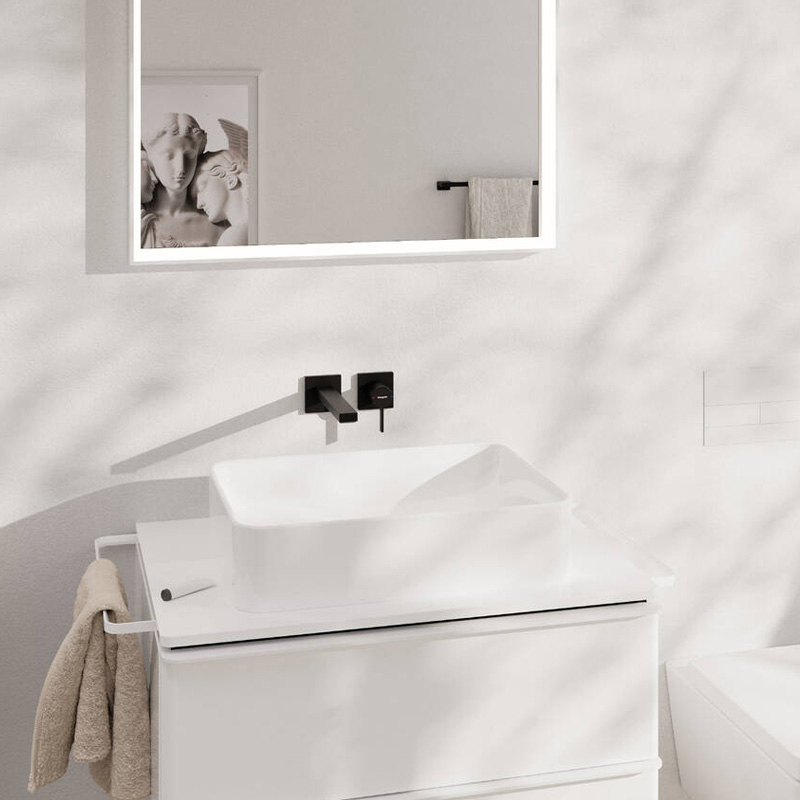 Baterie încastrată pentru lavoar Hansgrohe, Tecturis E, EcoSmart+, cu pipă 22.5 cm, negru mat [2]