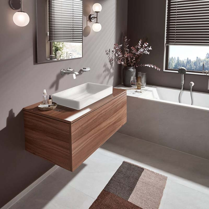 Baterie lavoar cu montaj pe perete, Hansgrohe, Vivenis, cu pipa 19,2 cm, crom [2]