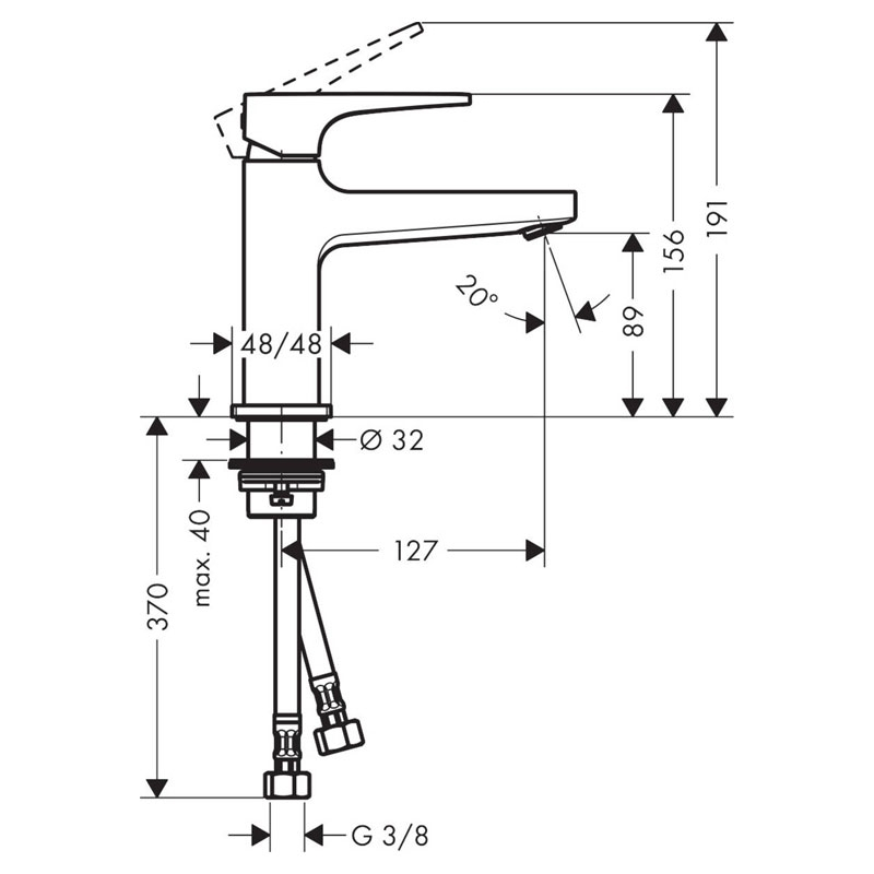 Baterie lavoar cu ventil, Hansgrohe, Metropol 100, negru mat [2]