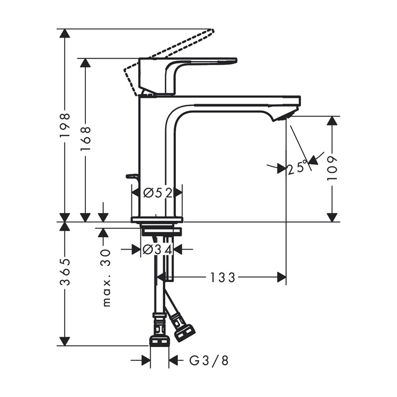 Baterie lavoar cu ventil, Hansgrohe, Rebris E 110, crom [2]