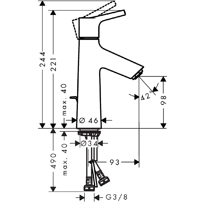 Baterie lavoar cu ventil, Hansgrohe, Talis S 100, Crom [2]