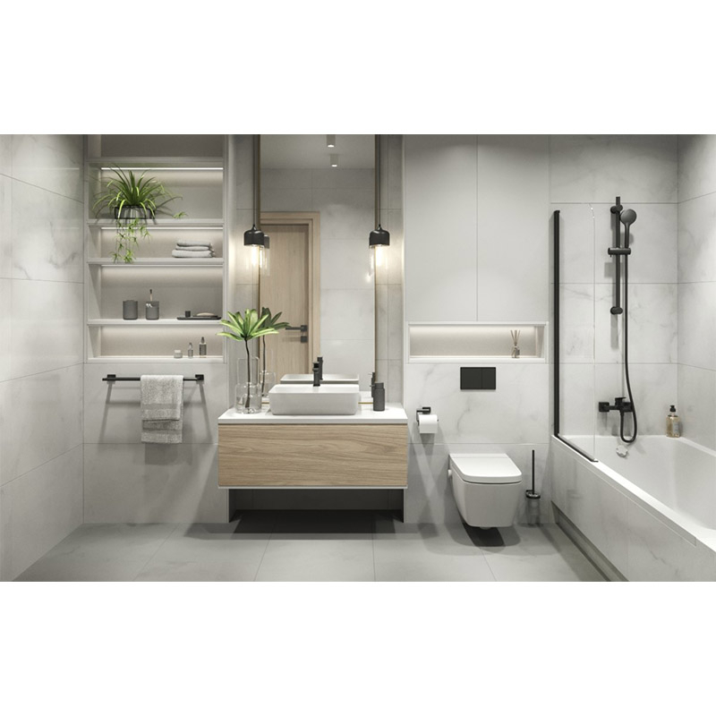 Baterie lavoar, Ferro, Vitto Verdeline, cu ventil, negru mat [2]