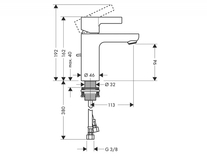 Baterie lavoar Hansgrohe, Metris S, ventil cu tijă, crom [2]
