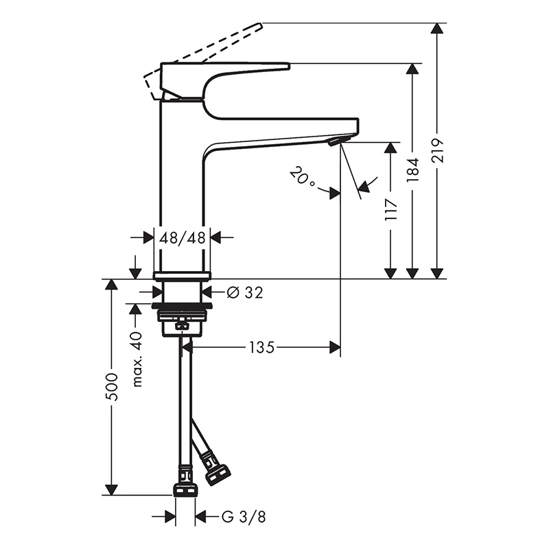 Baterie lavoar, Hansgrohe, Metropol 110, cu ventil, auriu lucios [2]