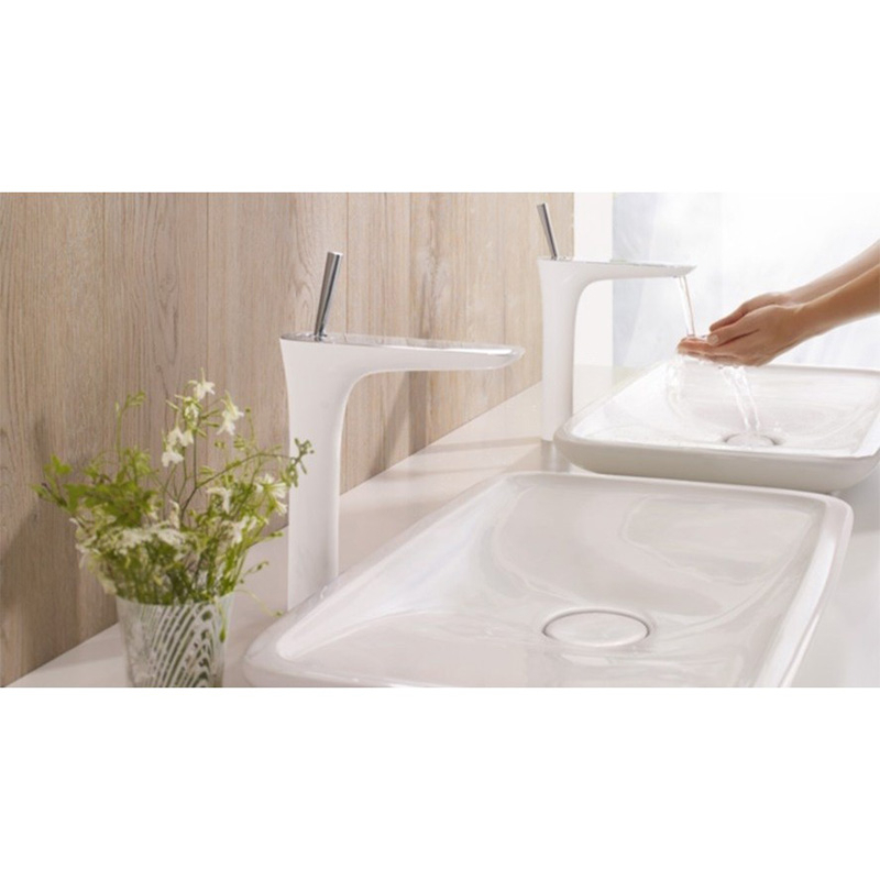Baterie lavoar Hansgrohe, PuraVida 200, cu ventil click-clack, mâner joystick, alb/crom [2]