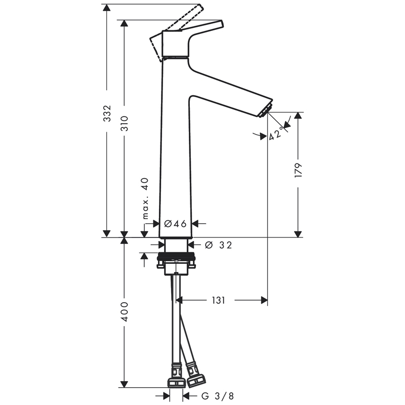 Baterie lavoar Hansgrohe, Talis Select S, fara ventil, crom [3]