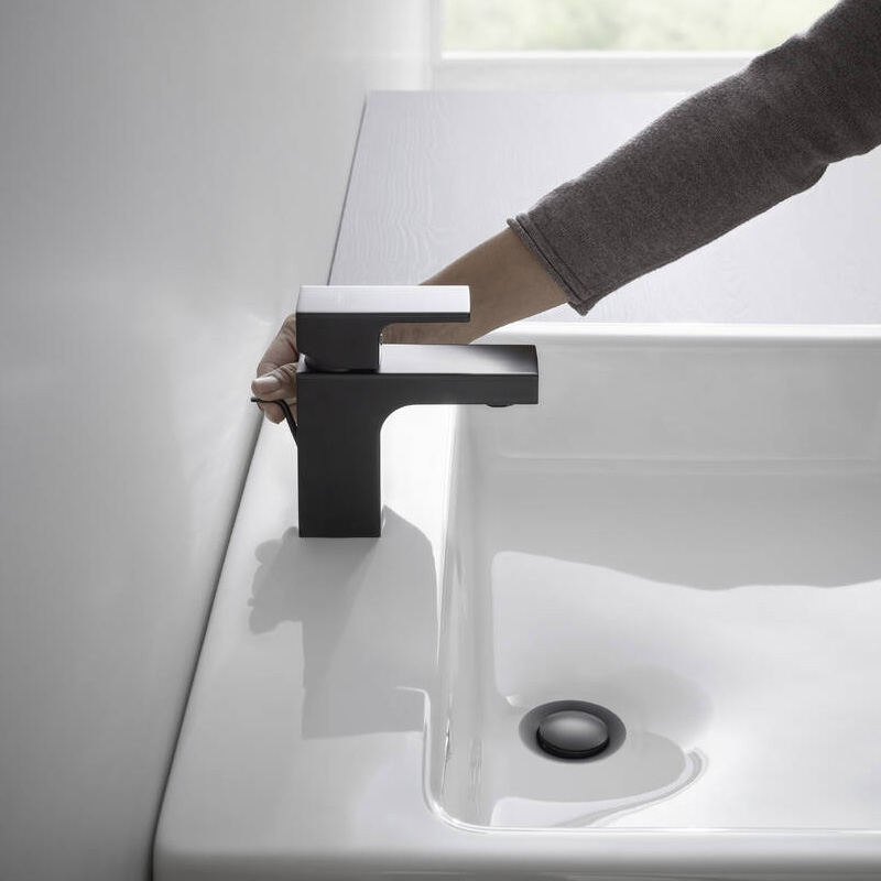 Baterie lavoar, Hansgrohe, Vernis Shape 70, cu ventil, negru mat [2]