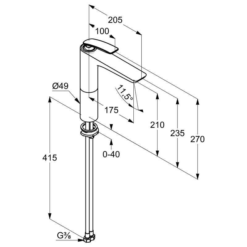 Baterie lavoar Kludi, Balance, 21 cm, crom [4]