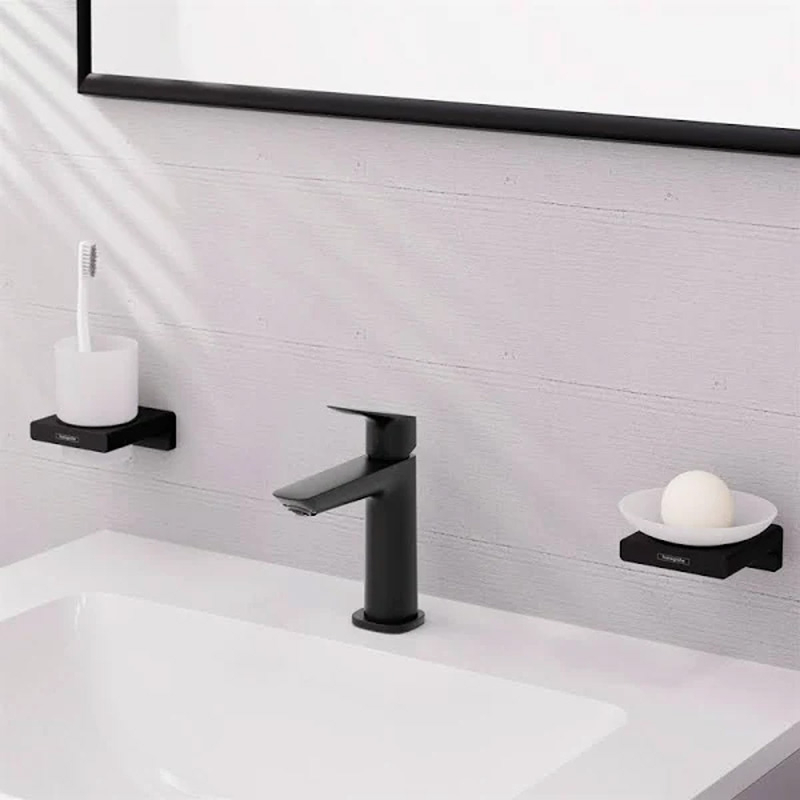 Baterie pentru lavoar Hansgrohe, Logis 100, cu ventil cu tijă, negru mat [2]