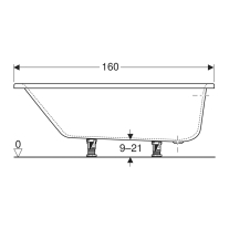 Cada asimetrica pe dreapta, Geberit, Selnova, 160 cm, alb [3]