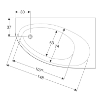 Cada asimetrica pe stanga, Geberit, Selnova, 160 cm, alb [5]