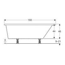 Cada asimetrica pe stanga, Geberit, Selnova, 160 cm, alb [3]