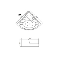 Cada de baie asimetrica, acril sanitar, 150 x 150 cm, Tivoli E-Drive [2]