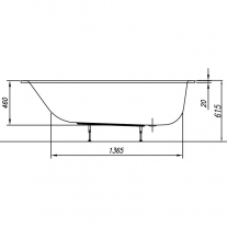 Cada dreptunghiulara slim, Kolpasan, Betty E2, 180 x 80 cm, alb [4]