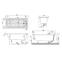 Cadă dreptunghiulară Villeroy & Boch, O.Novo Solo, pentru înzidire, 170 x 75 cm, alb alpin [3]