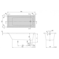 Cadă dreptunghiulară Villeroy & Boch, Targa Plus Solo, 160 x 70 cm, cu set de picioare, alb alpin [2]