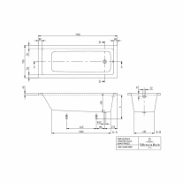 Cada dreptunghiulara, Villeroy & Boch, Targa Plus Solo, 170 x 70 cm, cu set de picioare alb alpin [3]