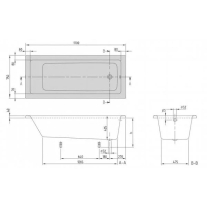 Cada dreptunghiulară Villeroy & Boch, Targa Plus Solo, 170 x 75, cu set de picioare, alb alpin [2]
