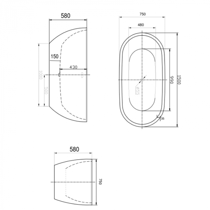 Cada freestanding Florida Aura - Design oval modern, alb, cu instalație completă [3]