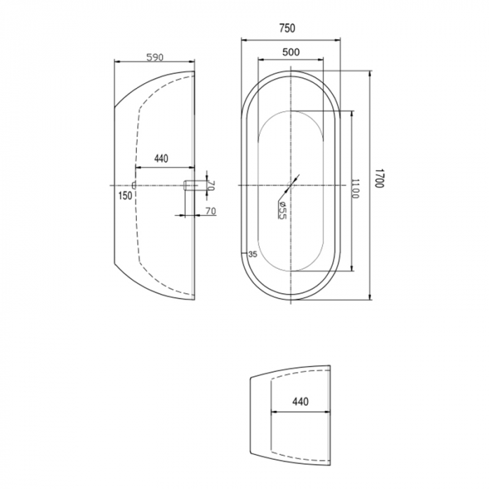 Cada freestanding Florida Aura  - Design oval, alb, modern, cu instalație completă [4]