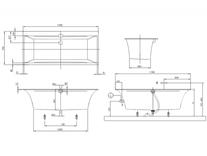 Cada pentru inzidire, 170 x 75 cm, alb, Squaro Edge [2]