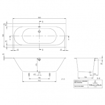Cada pentru inzidire Villeroy & Boch, Oberon, dreptunghiulara, 180 x 80 cm, alb alpin [2]