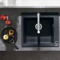 Chiuveta de bucatarie Hansgrohe, SilicaTec, 1 cuva, 56x51 cm, negru grafit [5]