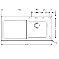 Chiuveta de bucatarie Hansgrohe, SilicaTec, 1 cuva cu picurator, 105x51 cm, negru grafit [2]