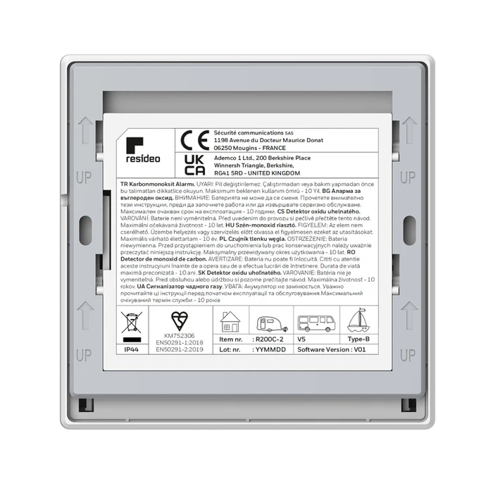 Detector monoxid de carbon Honeywell Home R200C-2, alarma 85 db, alimentare baterii, alb [3]