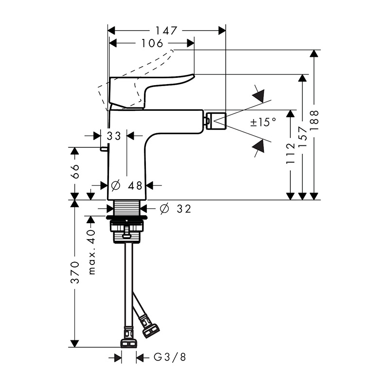 Hansgrohe, Metris, baterie bideu, crom [2]