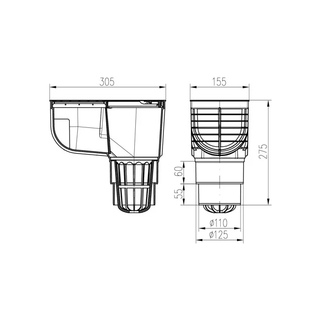 Racord de burlan MCH Standard cu iesire verticala D110/125 [2]