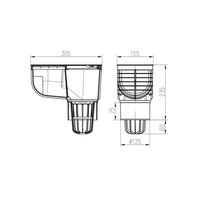 Racord de burlan Standard MCH cu iesire verticala D110/125-KV 125 ST [2]