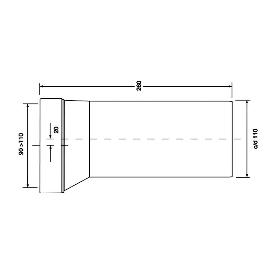 Racord WC McALPINE excentric DN100/Ø110, L = 260 mm, cu deviatie [2]