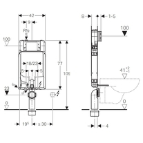Rama Geberit, Kombifix, pentru vas wc suspendat,109 cm, cu rezervor incastrat Sigma 8 cm [2]