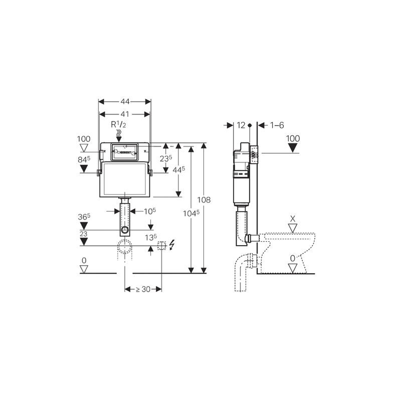 Rezervor ingropat Geberit, Delta, pentru WC stativ, 12 cm [2]