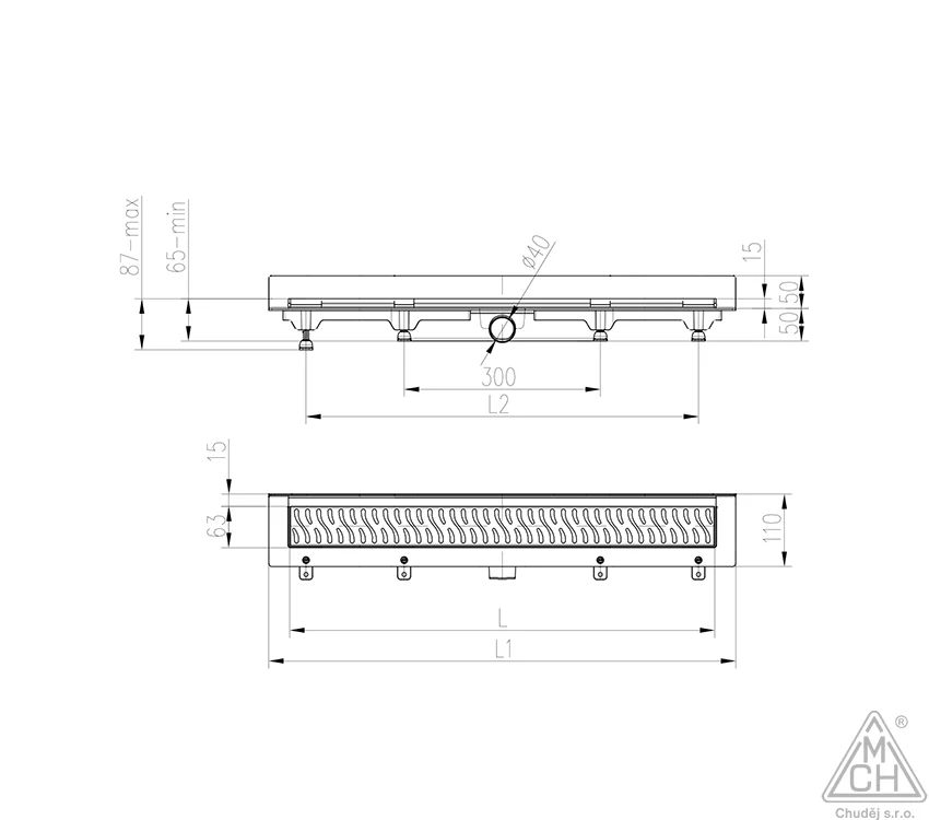 Rigola de Interior MCH Montată la Perete – Grătar Inox KLASIK/FLOOR Mat, Modernă și Eficientă [2]