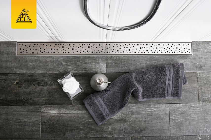 Rigola de Interior Montată la Perete – Grătar Inox SQUARE Mat, Design Modern [4]