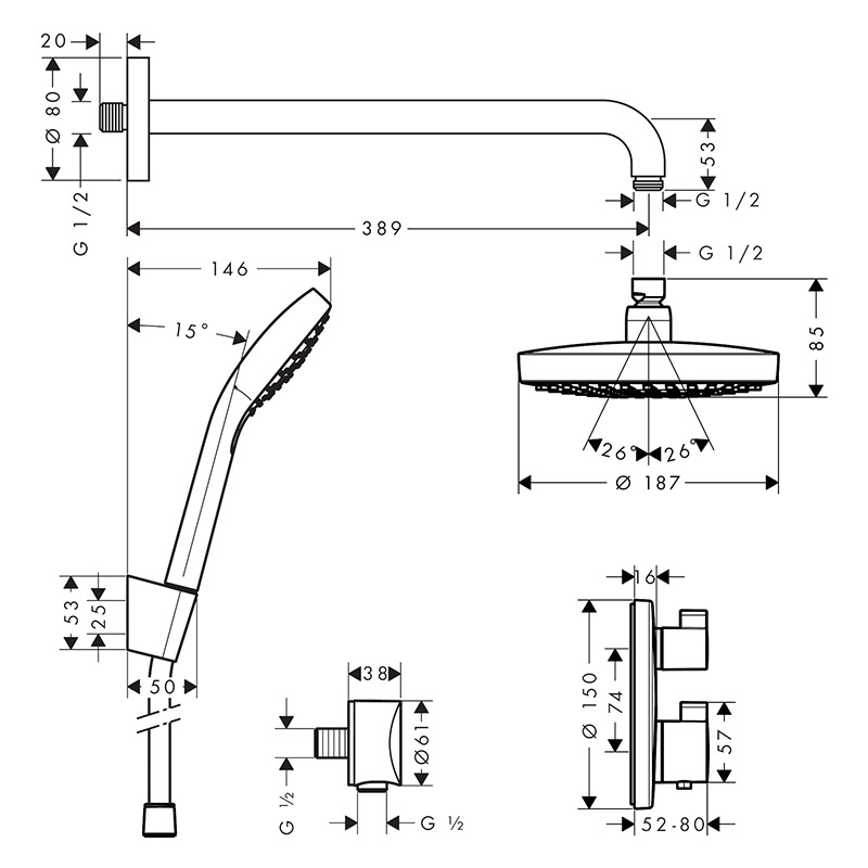 Set de duș Hansgrohe Croma Select S [2]