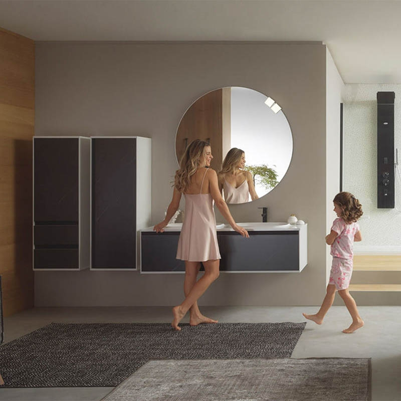Set mobilier cu lavoar Kolpasan Pandora suspendat 110 cm negru [2]
