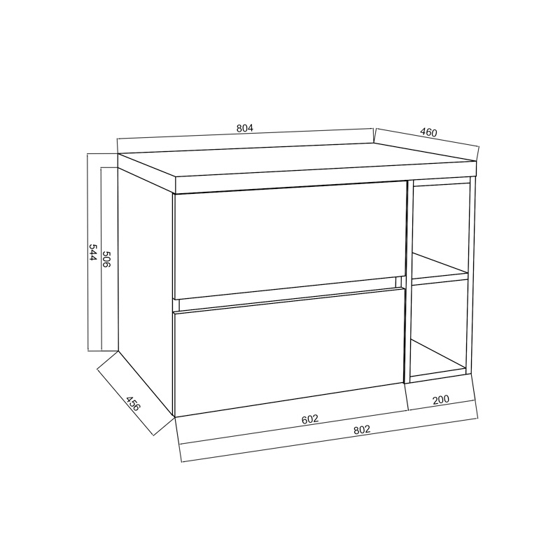 Set mobilier pentru lavoar pe blat Fluminia Genova 80 cm cu blat și raft deschis [4]