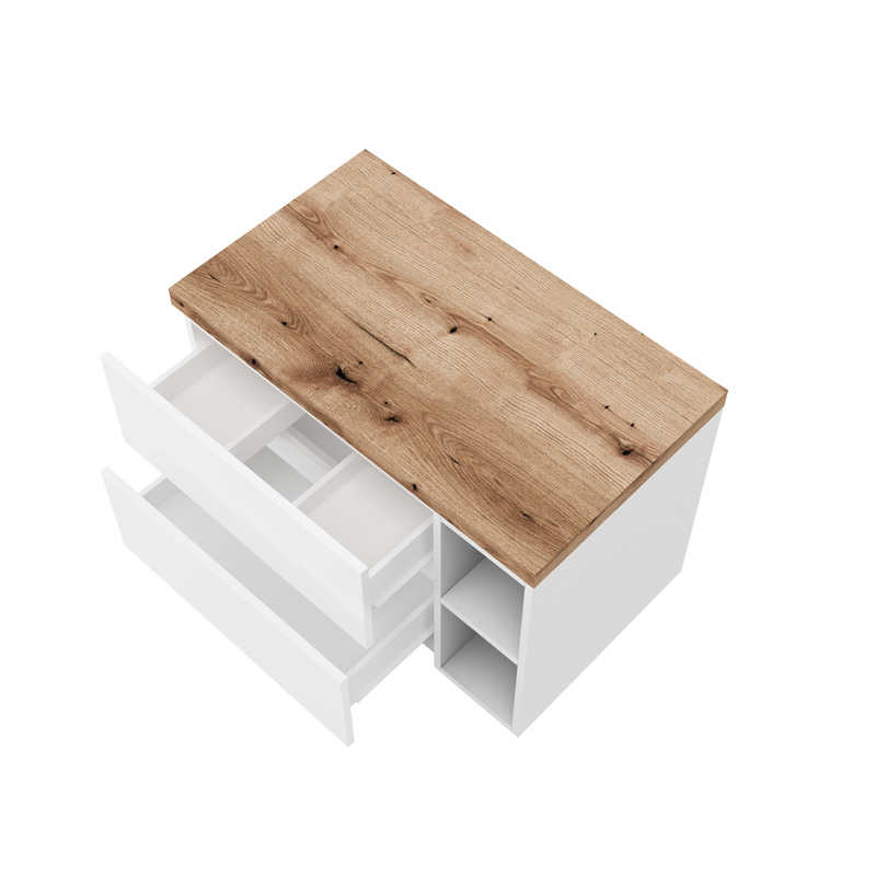 Set mobilier pentru lavoar pe blat Fluminia Genova 80 cm cu blat și raft deschis [2]