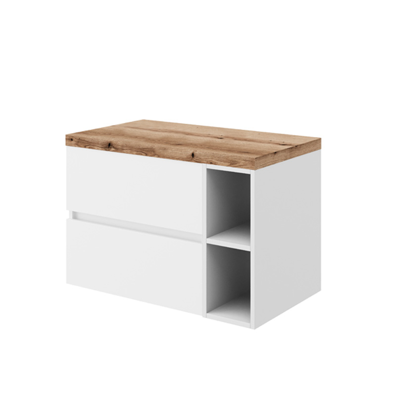 Set mobilier pentru lavoar pe blat Fluminia Genova 80 cm cu blat și raft deschis [1]