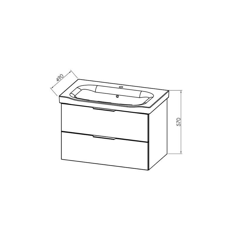 Set mobilier suspendat și lavoar Kolpasan Lana 80 cm gri deschis [4]