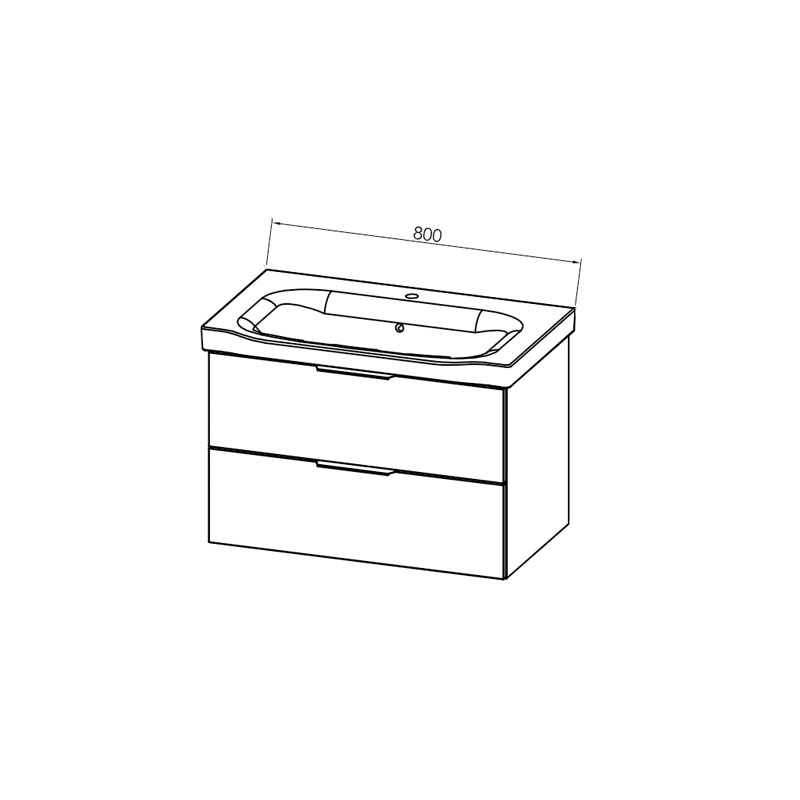 Set mobilier suspendat și lavoar Kolpasan Lana 80 cm lemn deschis [3]